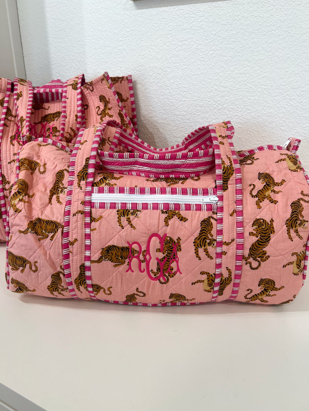 Quilted Block-Print Duffel Bag