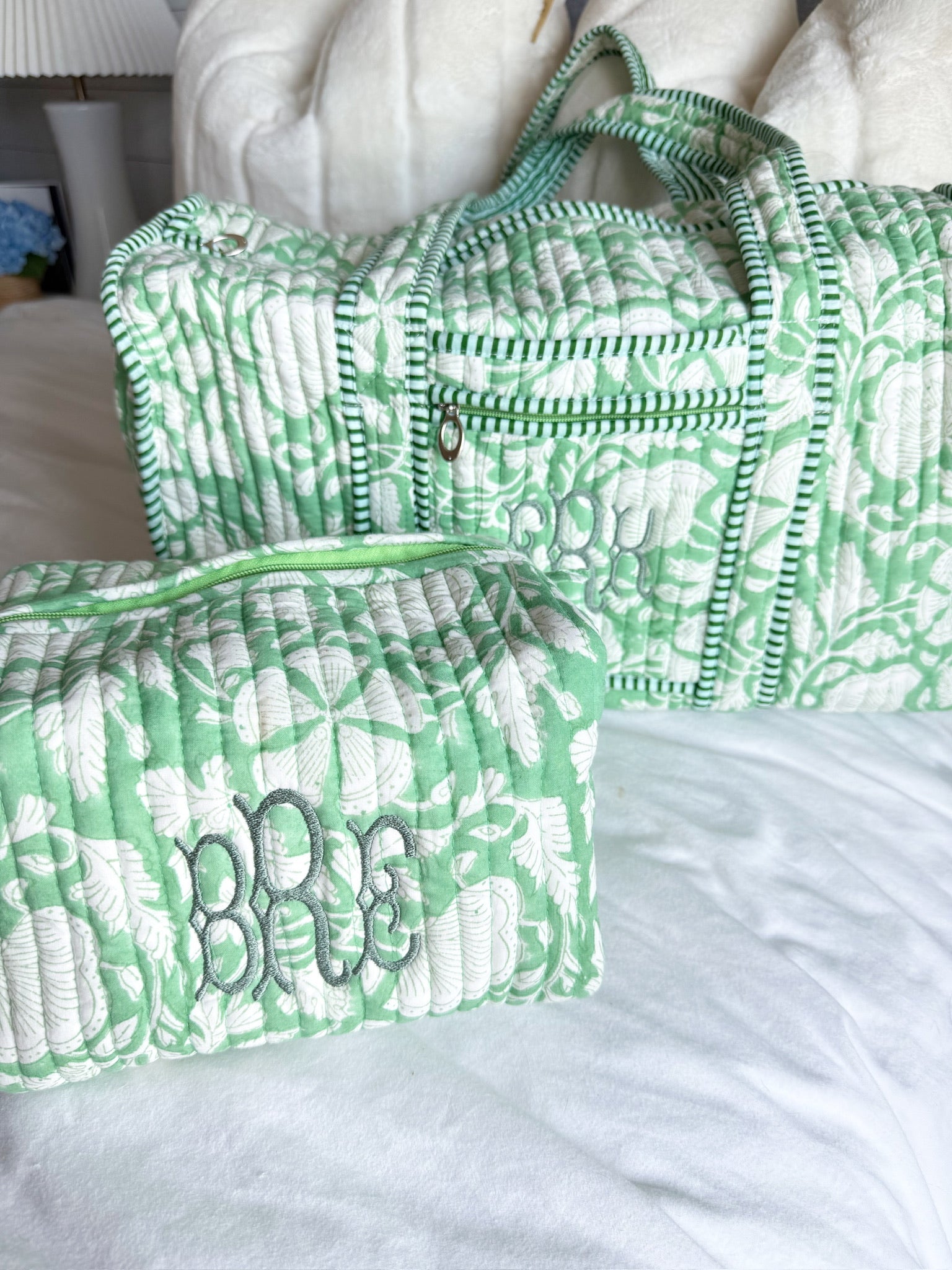 Quilted Block-Print Duffel Bag