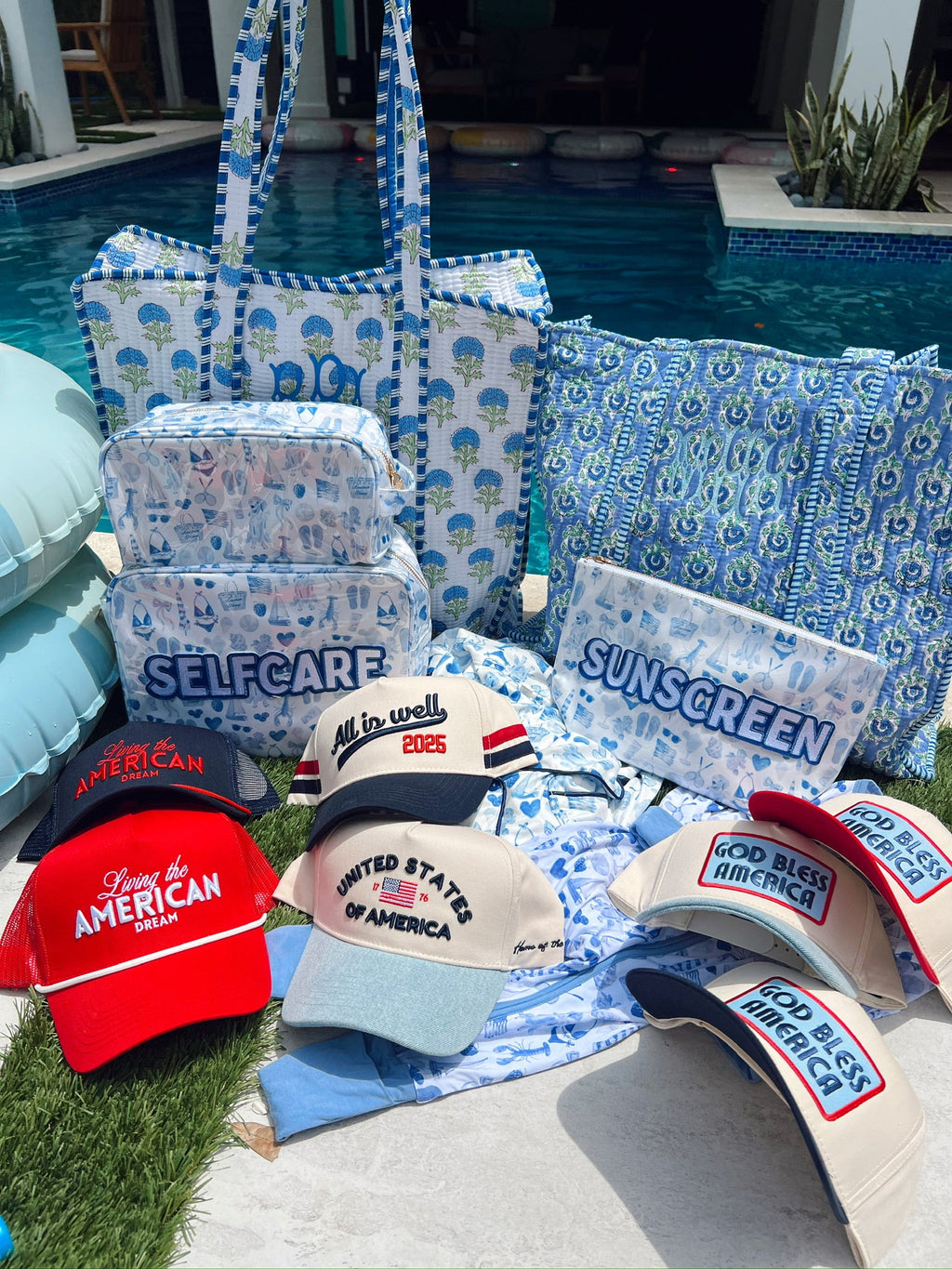 Self Care - Blue Americana Clear Coat XL Bag