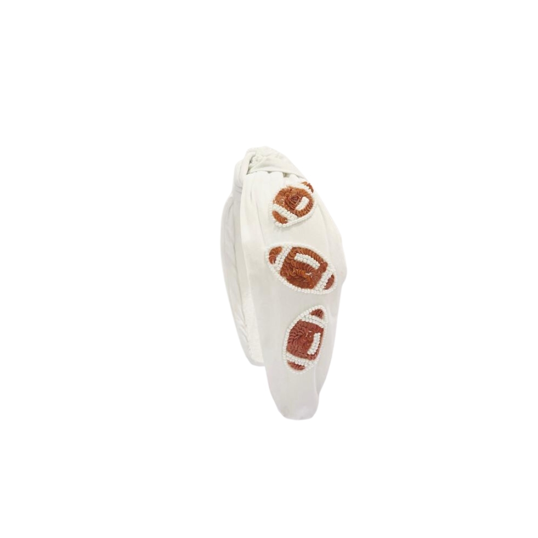 Headband Knot - Game Day Sequin Football - Traditional Brown