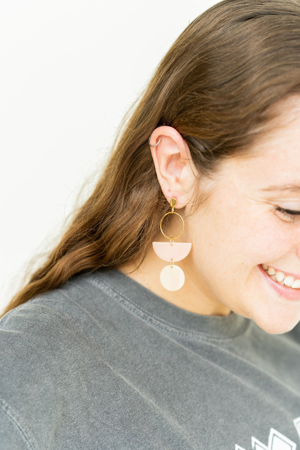 Wren Earrings - Blush & Linen