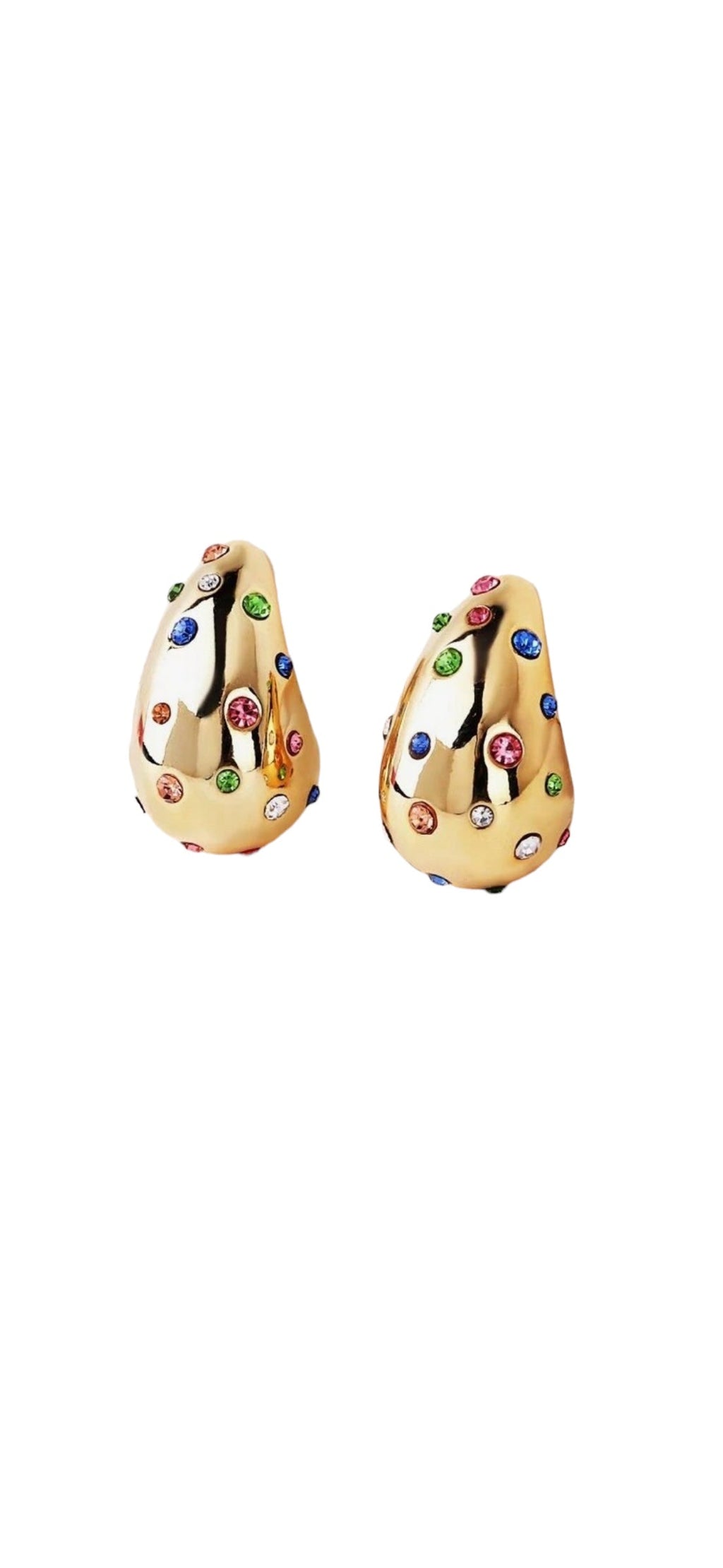 Rhinestone Drop Earrings - Rainbow