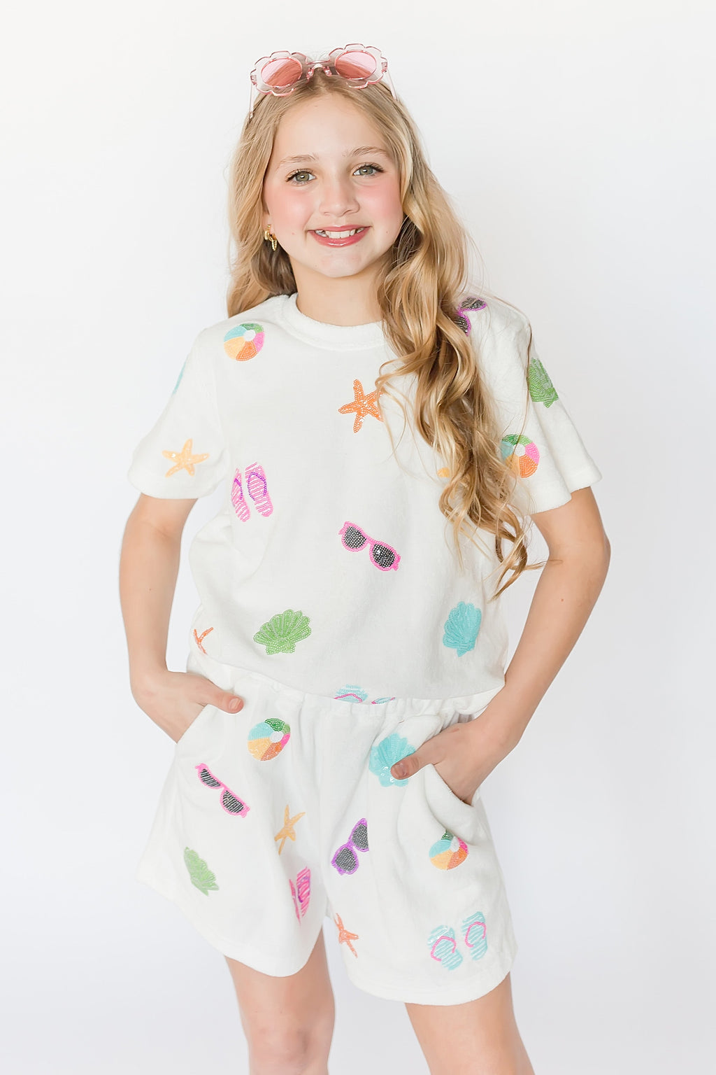 White Beach Terry Cloth Kid Shorts