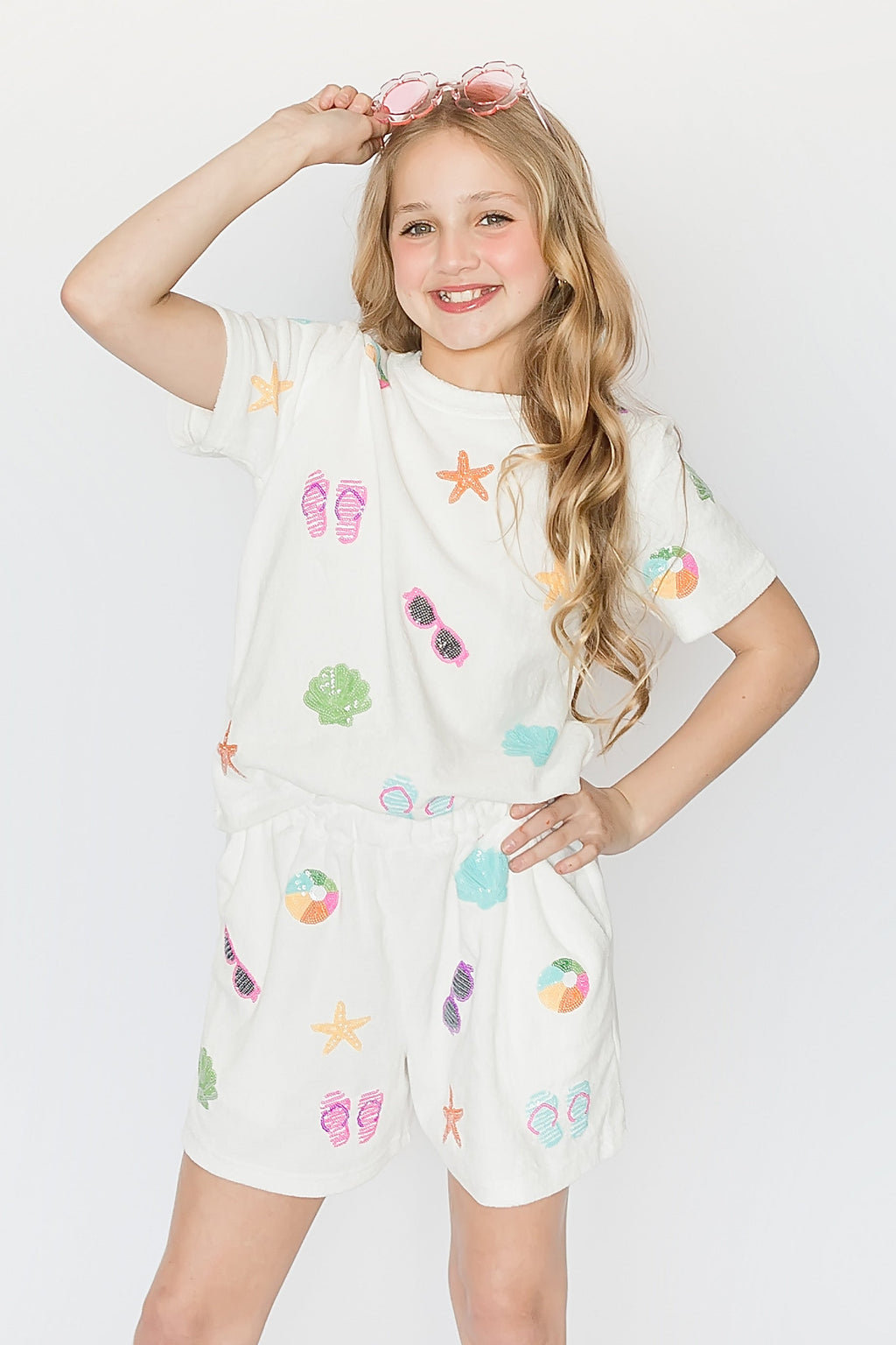 White Beach Terry Cloth Kid Shorts