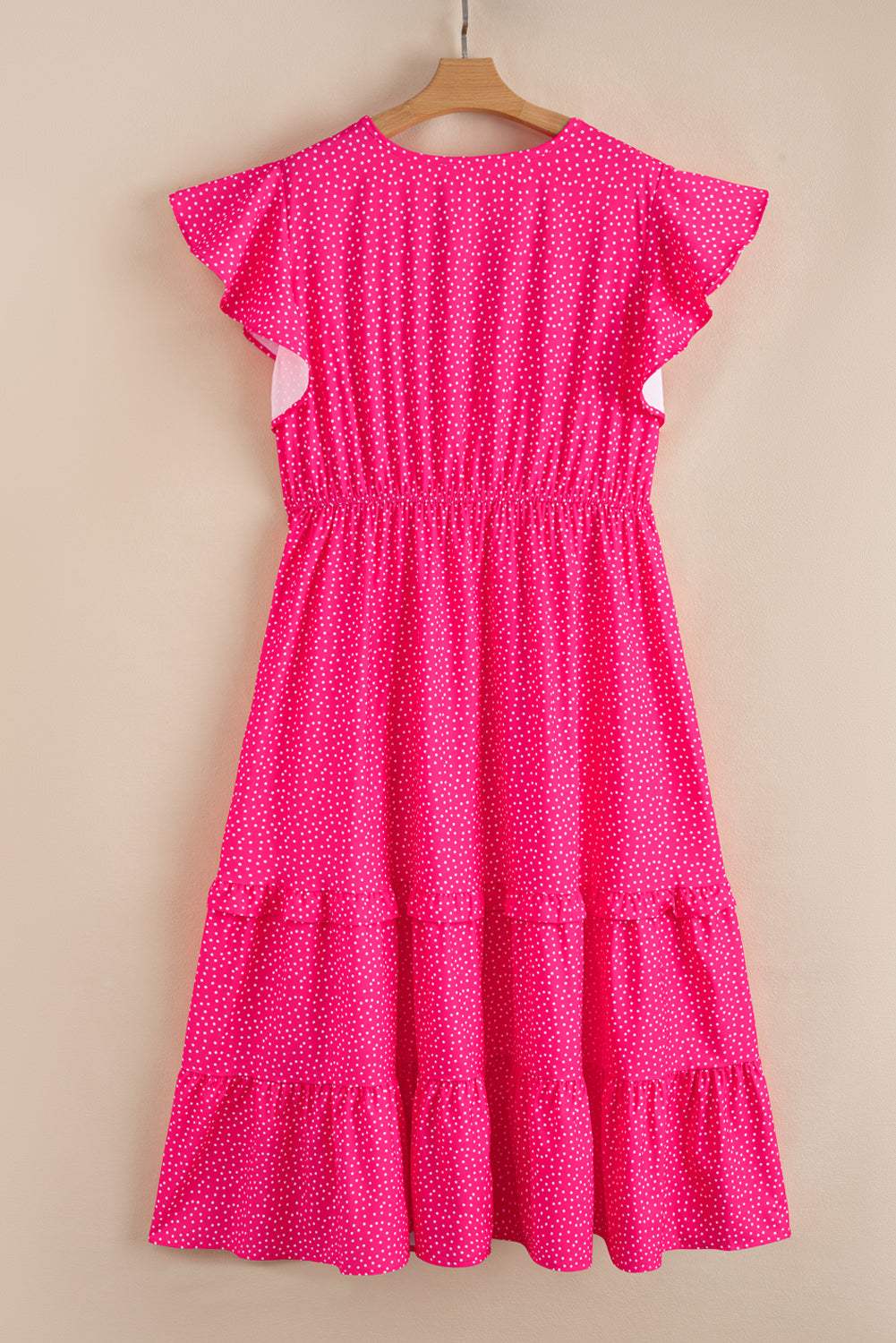 Plus Size Polka Dot V-Neck Midi Dress