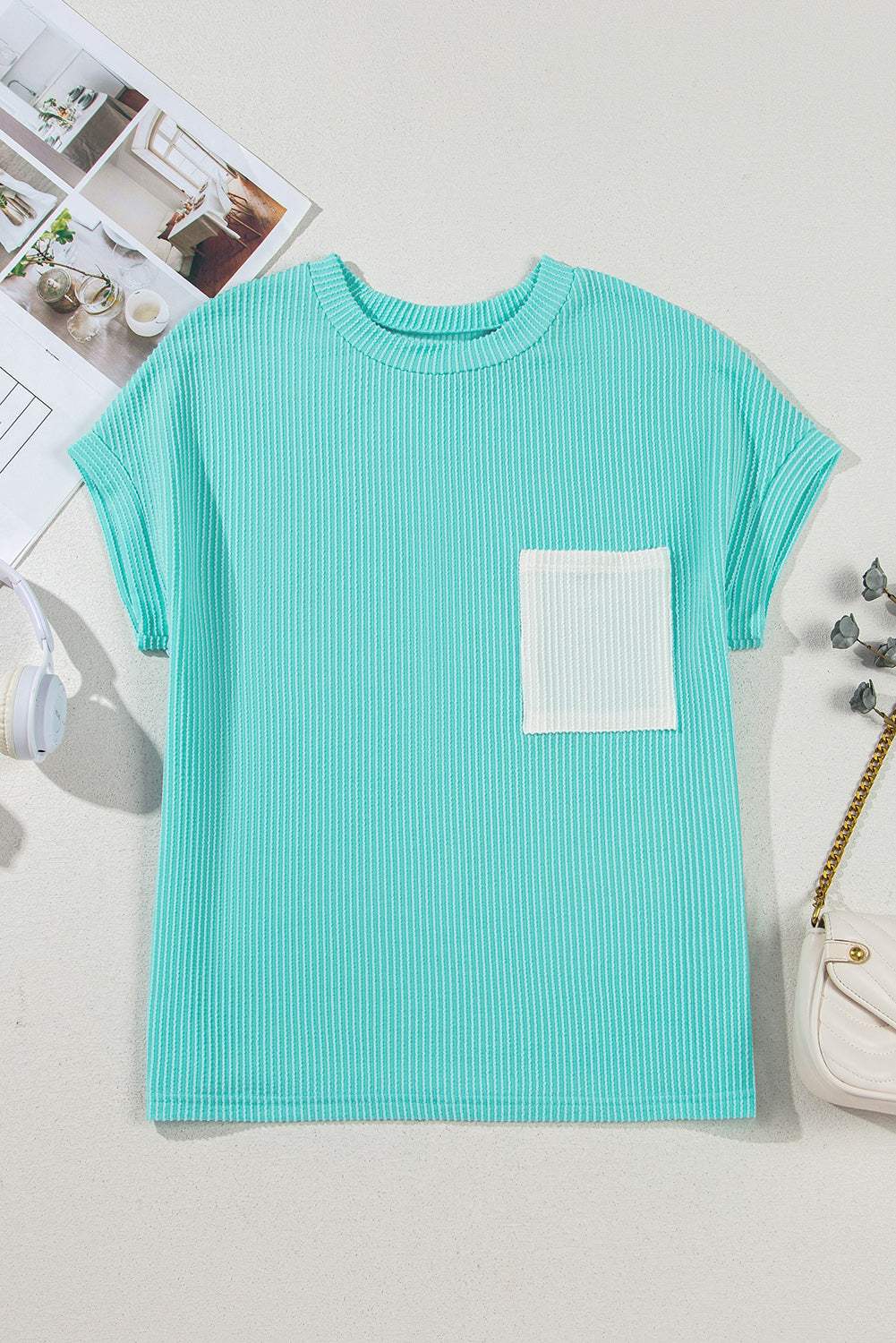 Colorblock Corded Chest Pocket T-Shirt
