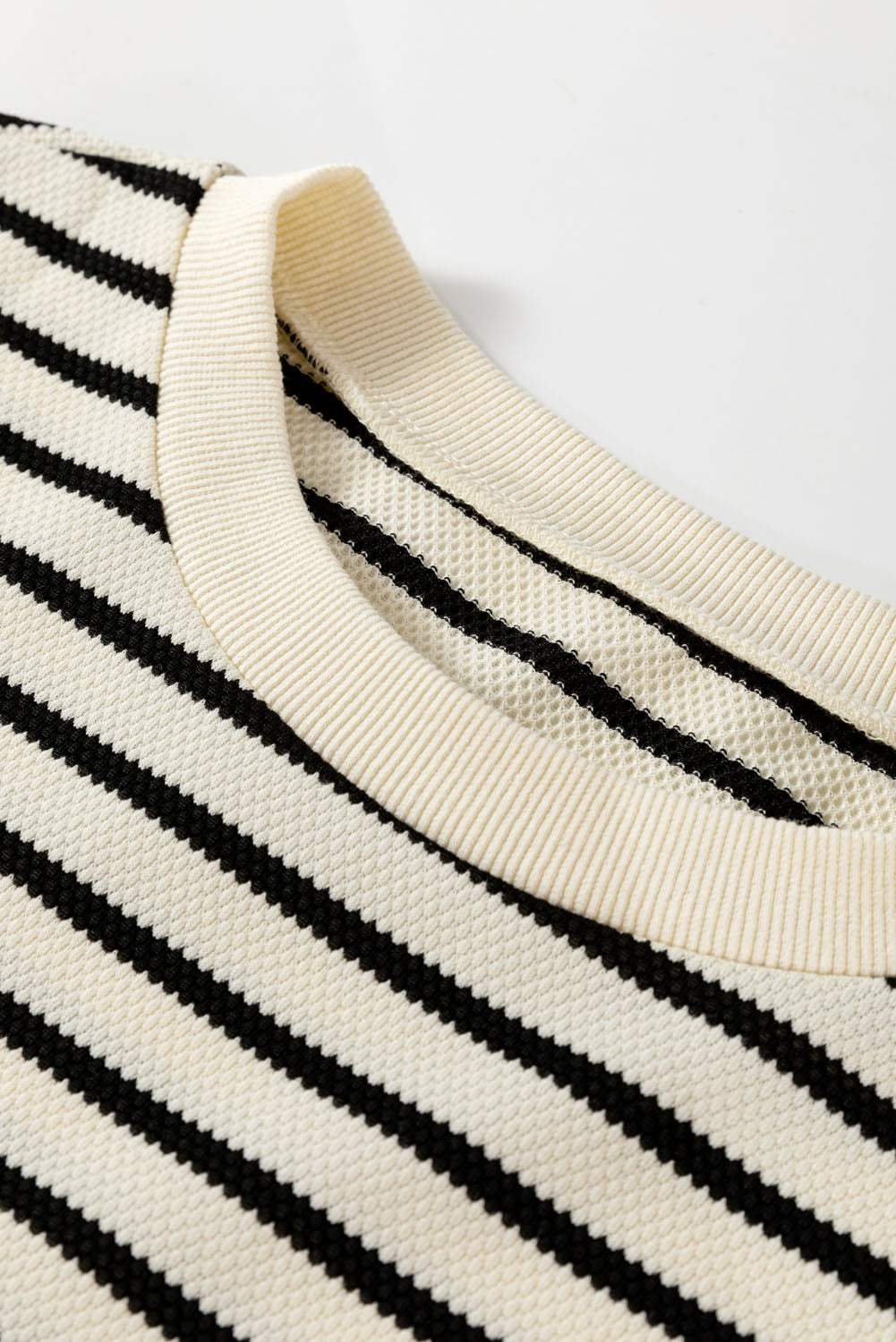 Plus Size Stripe Scalloped Short Sleeve Top