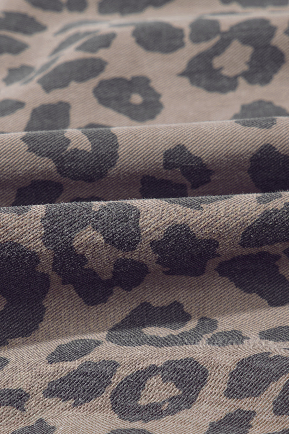 Brown Leopard Print Short Sleeve Flared Denim Mini Dress