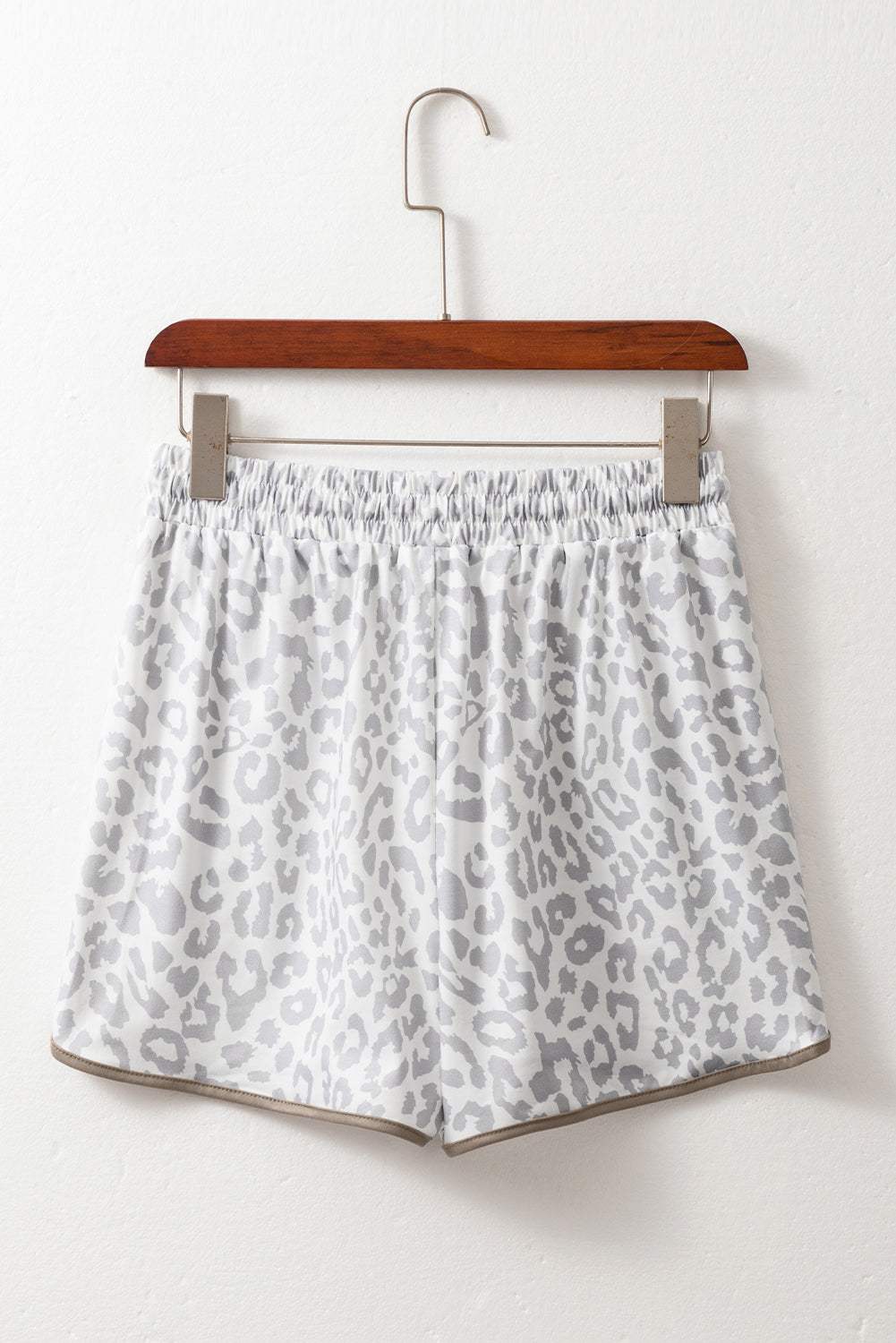 Leopard Contrast Trim Drawstring Shorts