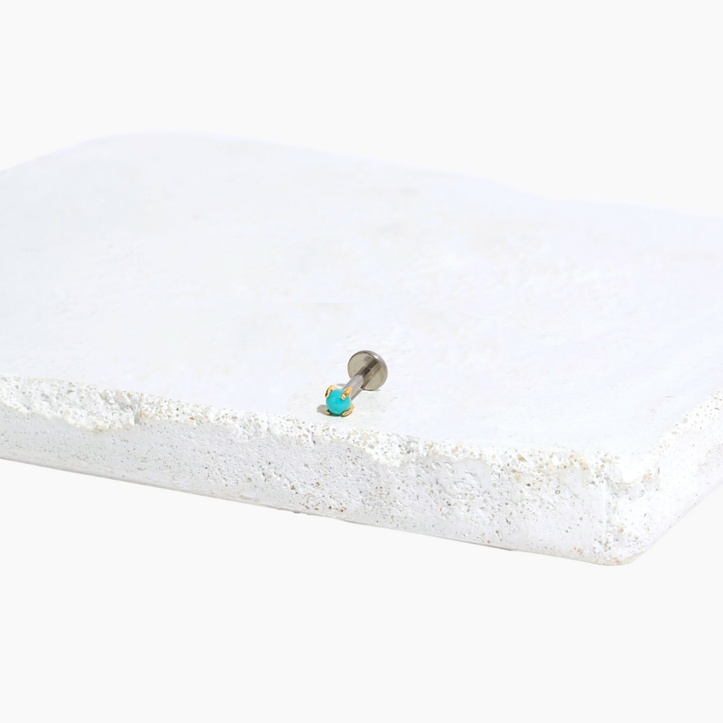 Single Turquoise Flat Back Stud Earring