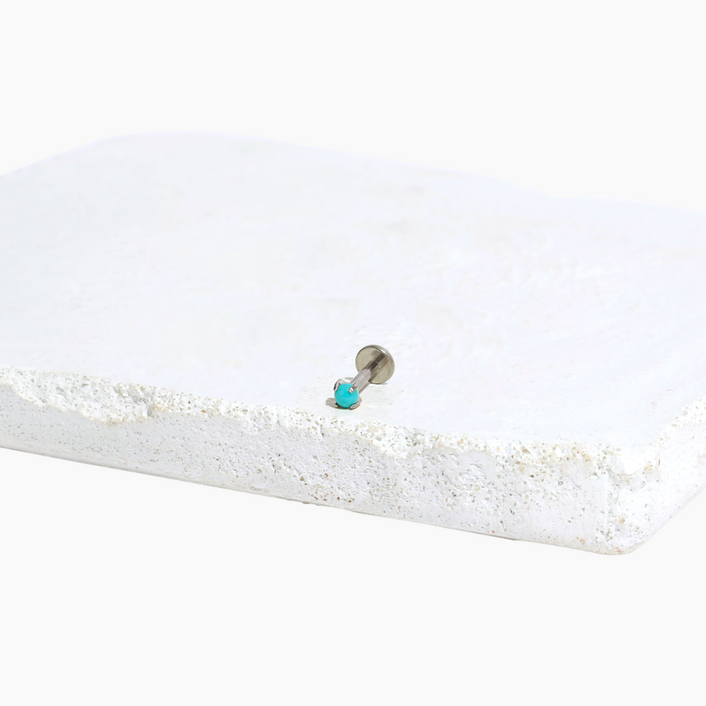 Single Turquoise Flat Back Stud Earring