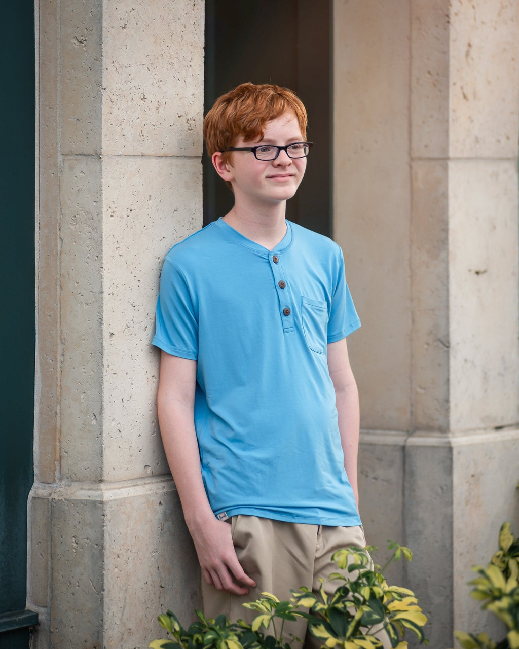 Boys Henley Tee in Herencia Blue