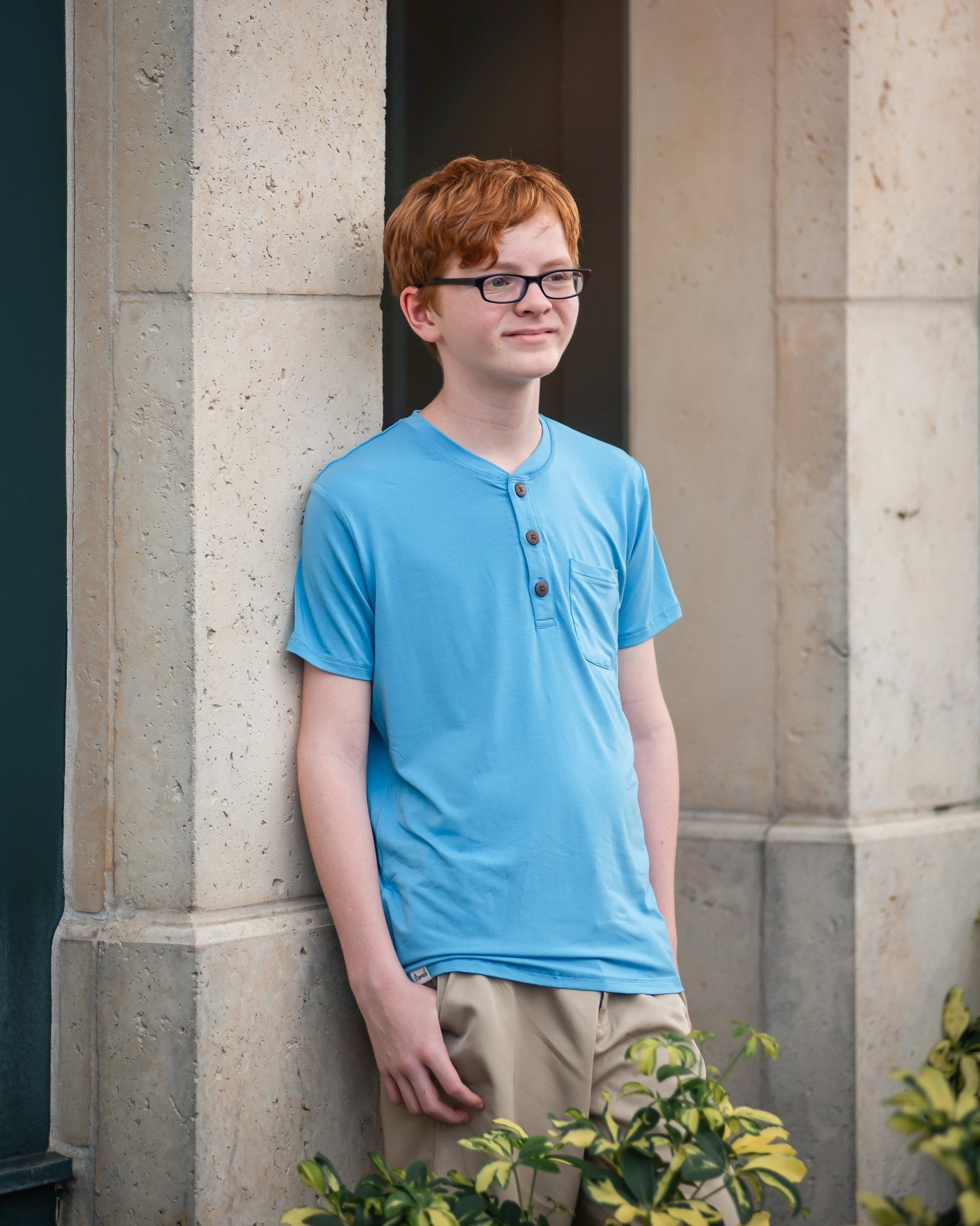 Boys Henley Tee in Herencia Blue