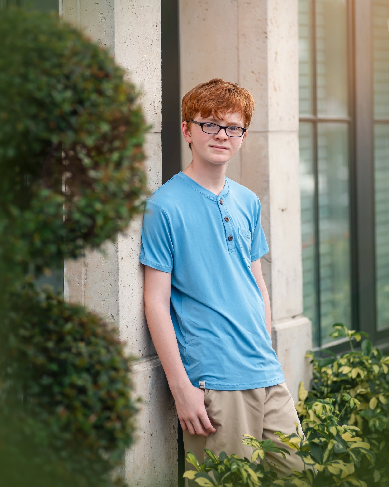 Boys Henley Tee in Herencia Blue
