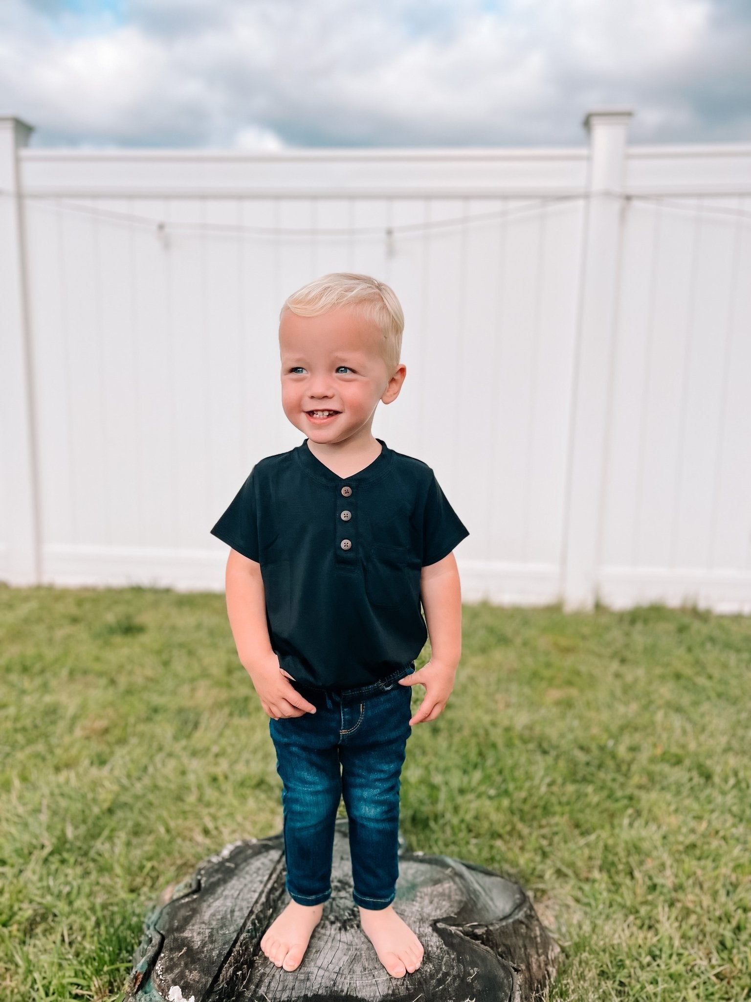 Boys Henley Tee in Moonless Night