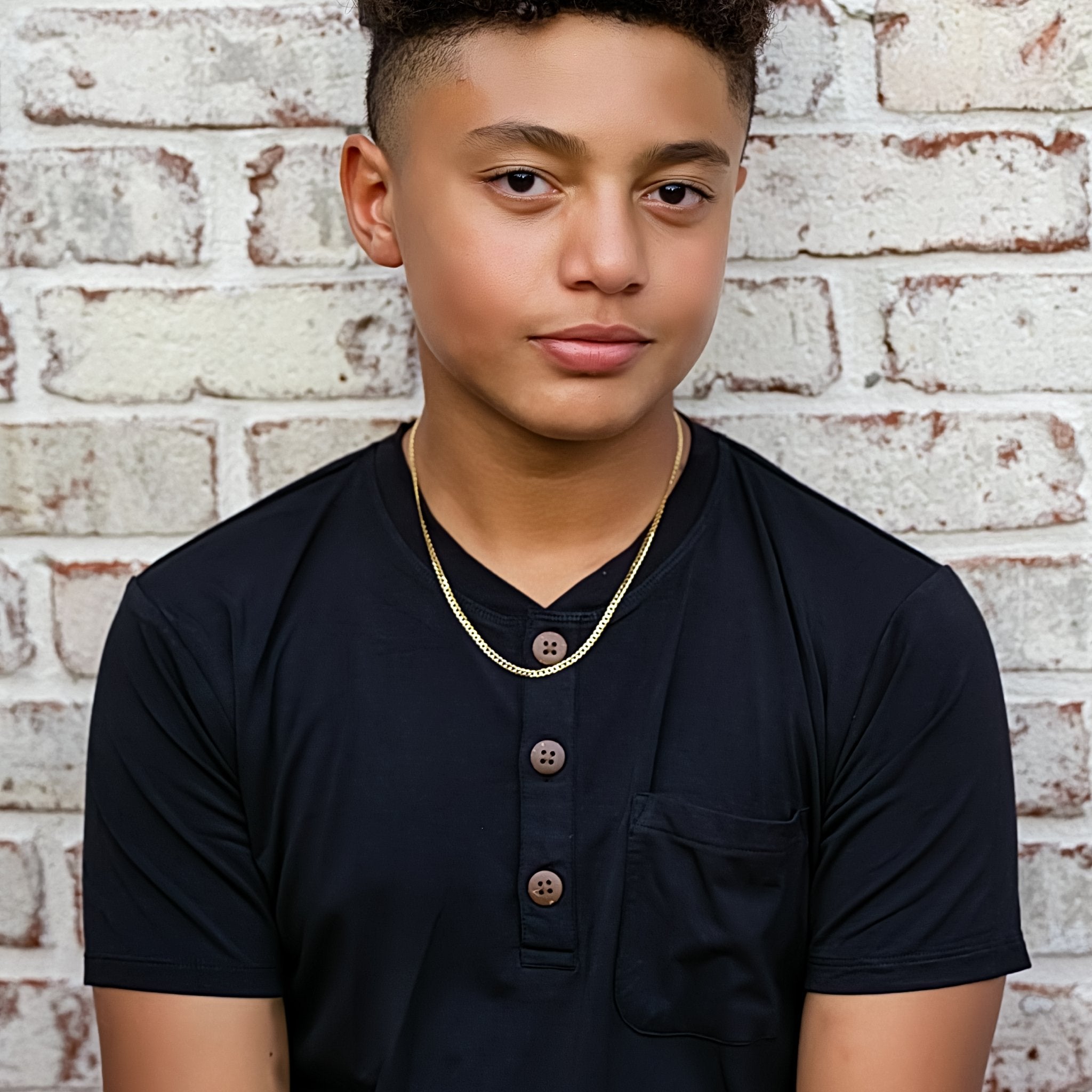 Boys Henley Tee in Moonless Night