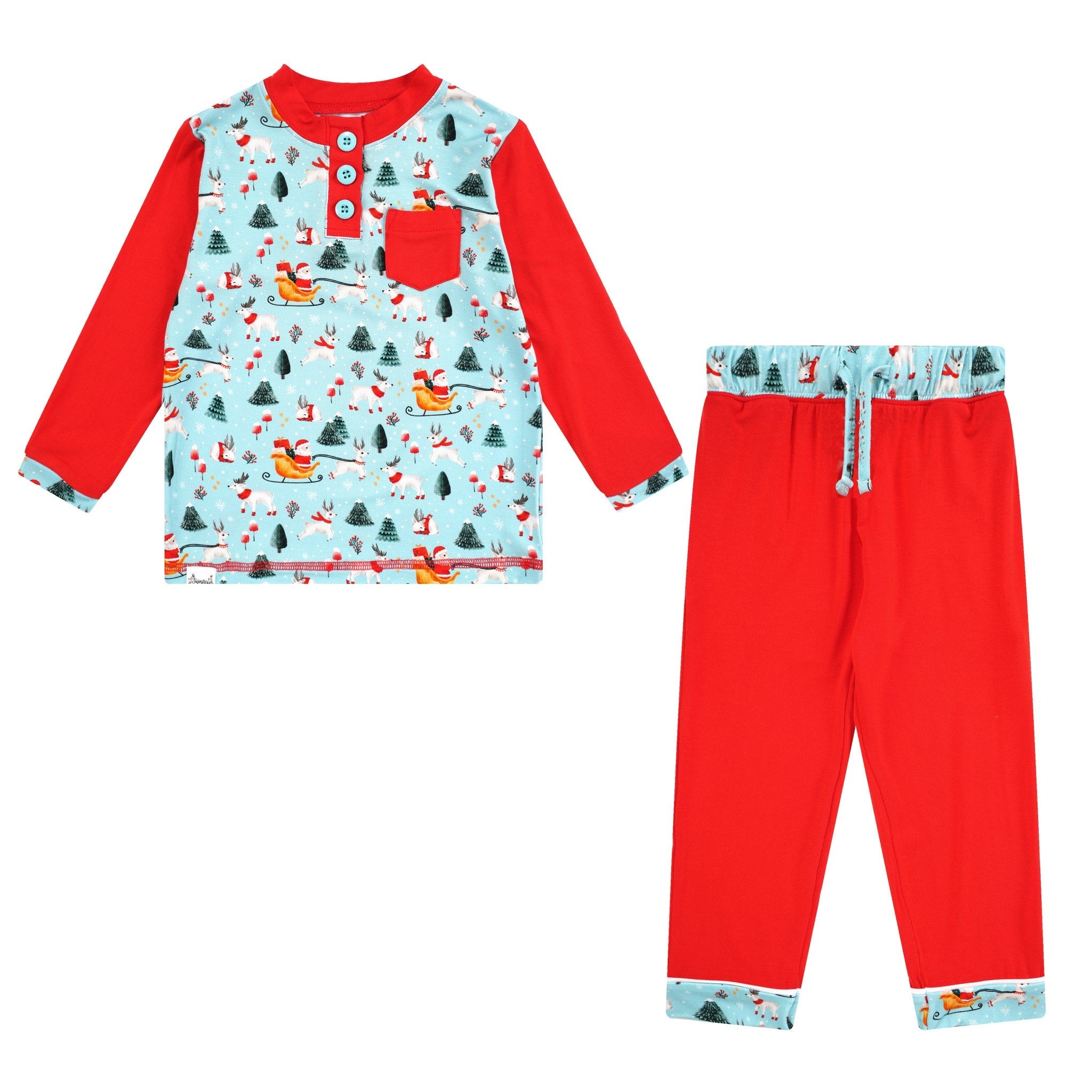 Boys Light Santa Bamboo Holiday Pajamas