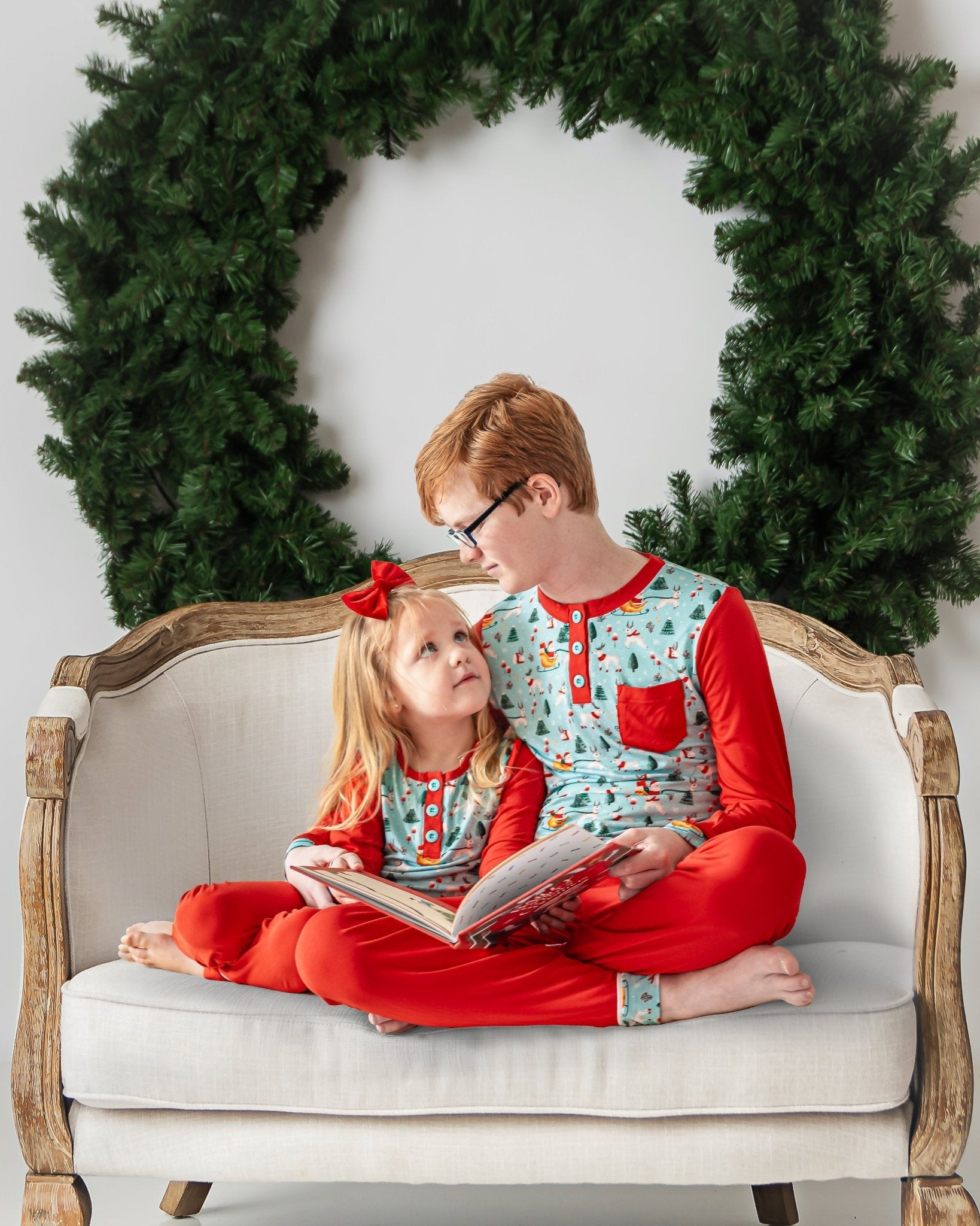 Boys Light Santa Bamboo Holiday Pajamas