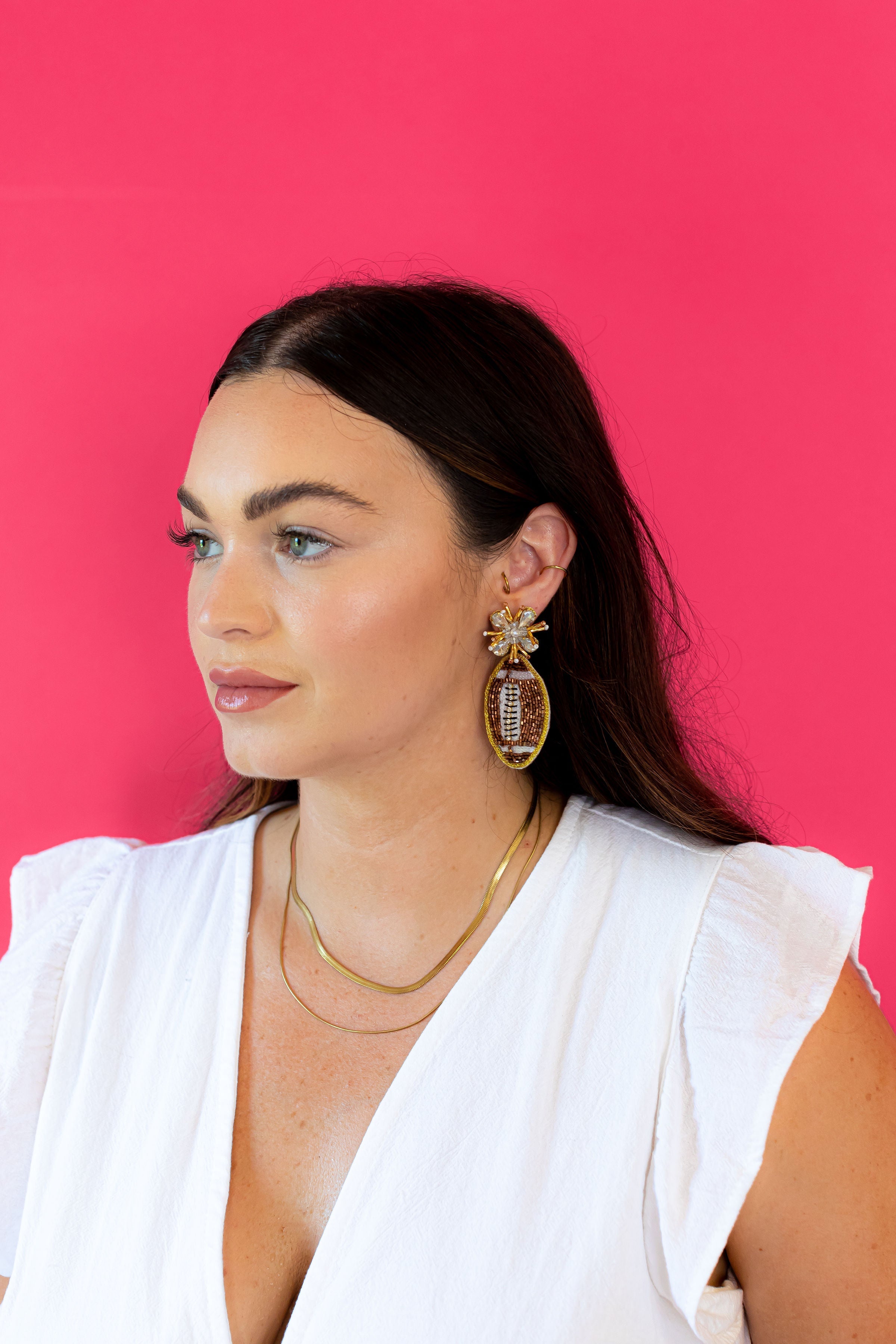 Football Burst Earrings - Brown