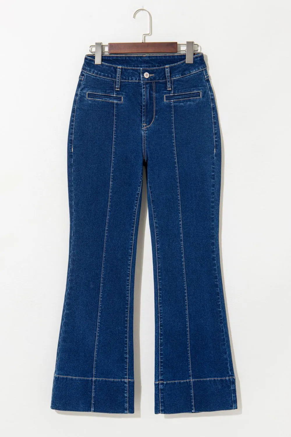 Center Seam Deep Wash Straight Jeans