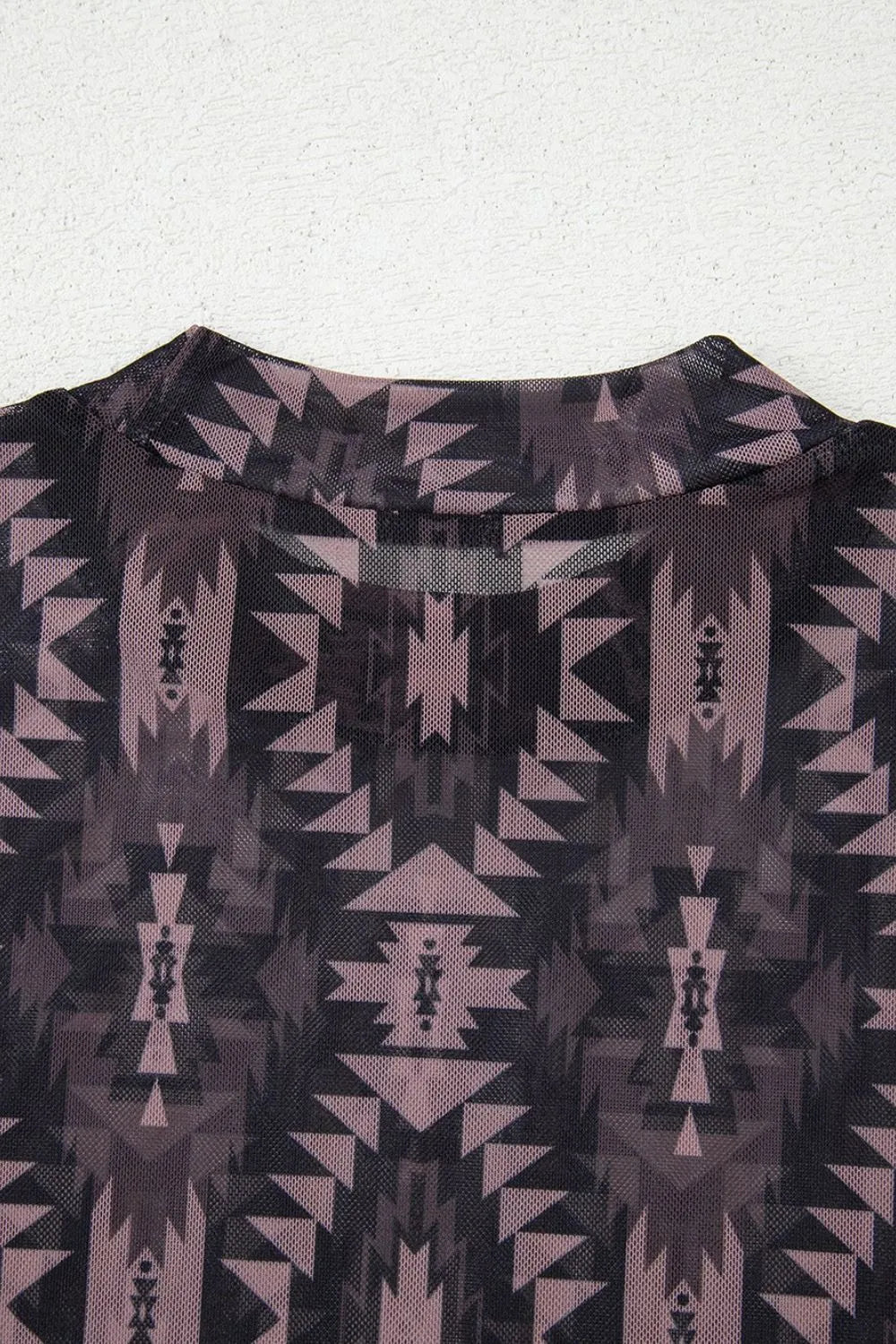 Aztec Print Mock Neck Short Sleeve Mesh T Shirt
