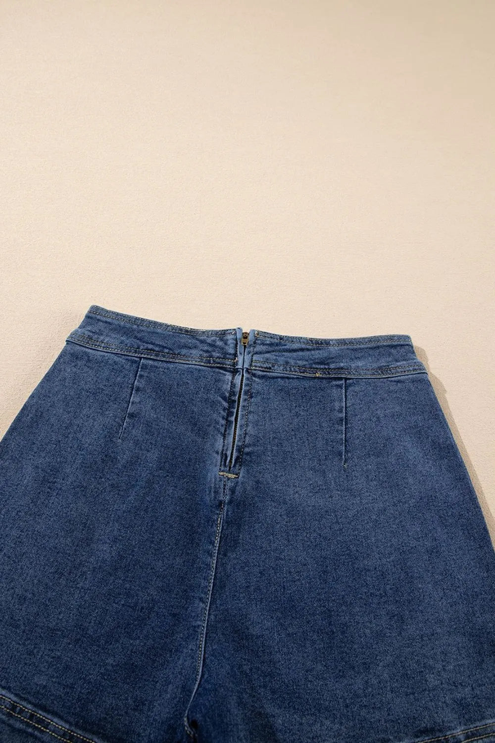 Asymmetrical Denim Skort with Pockets