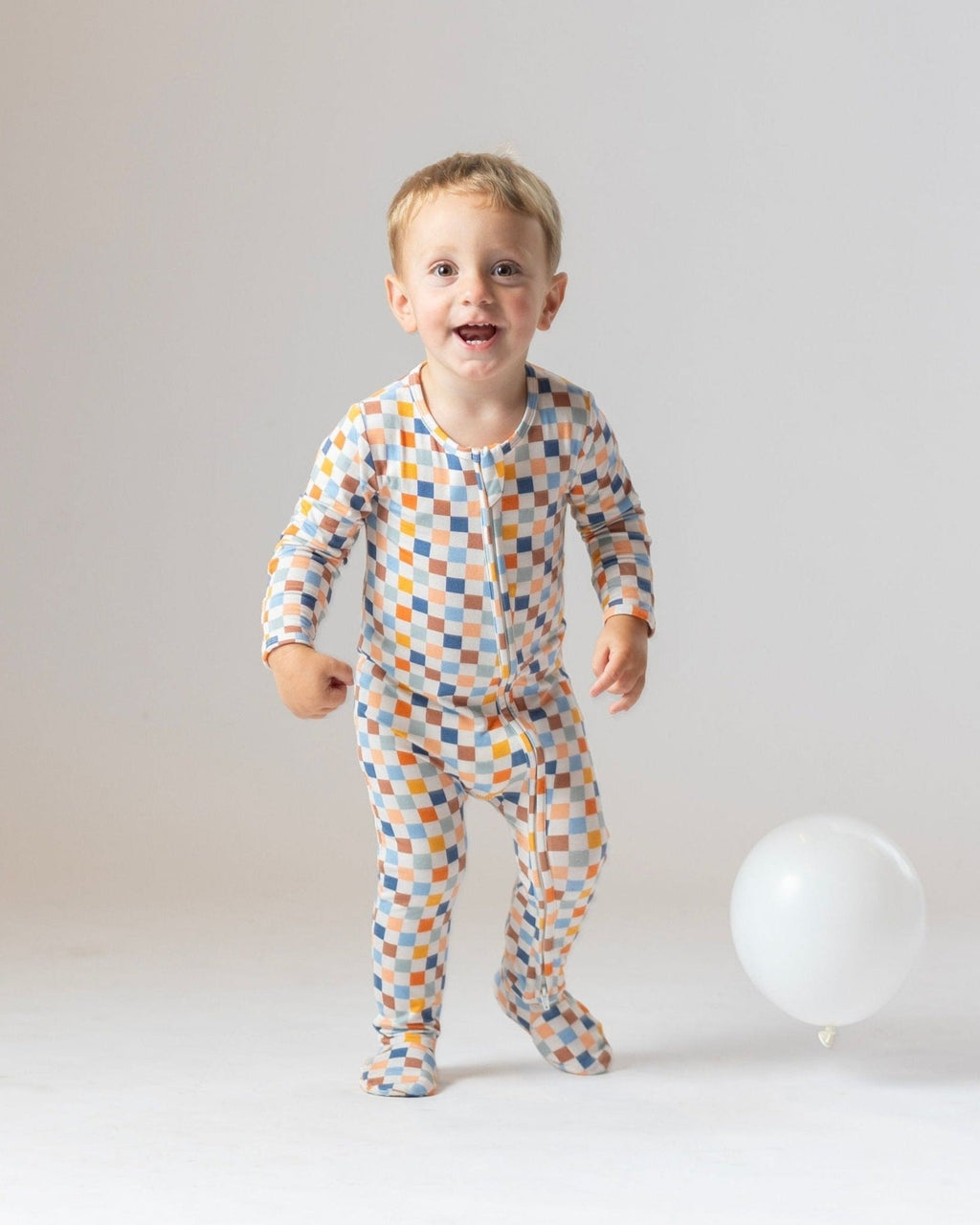 Checkered Bamboo Baby One-Piece