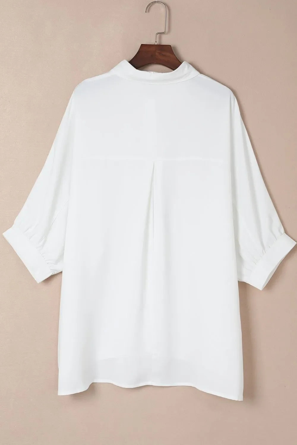 Collared Neck Three-Quarter Sleeve Shirt