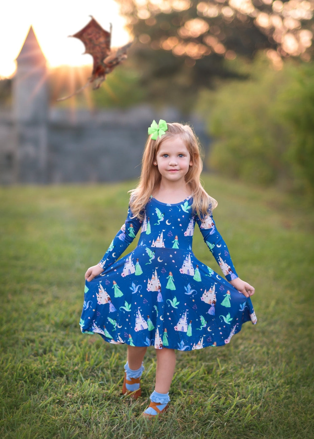 Dancing Dragons Long Sleeve Twirl Dress