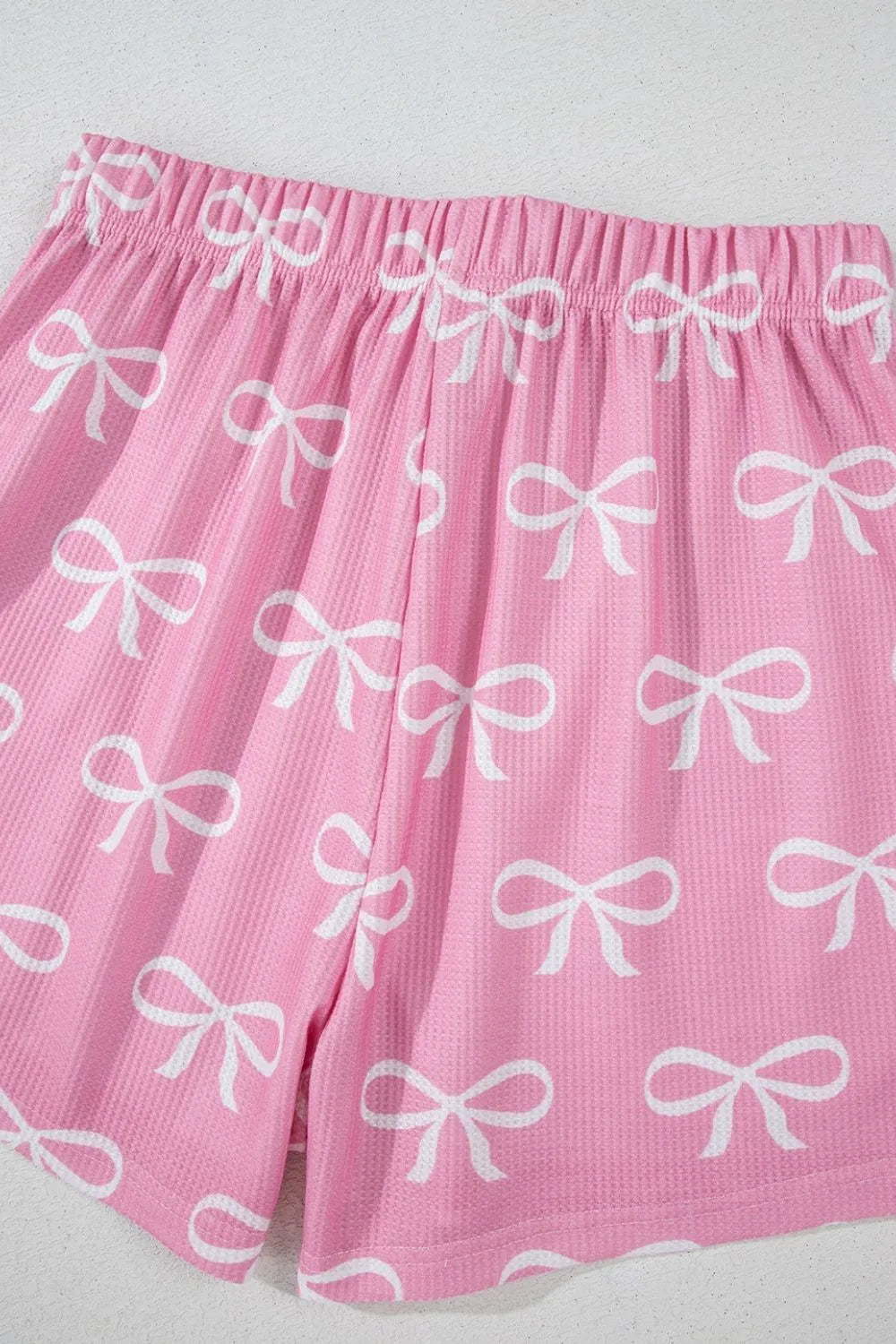 Bowknot Printed Notched T-Shirt and Shorts Set