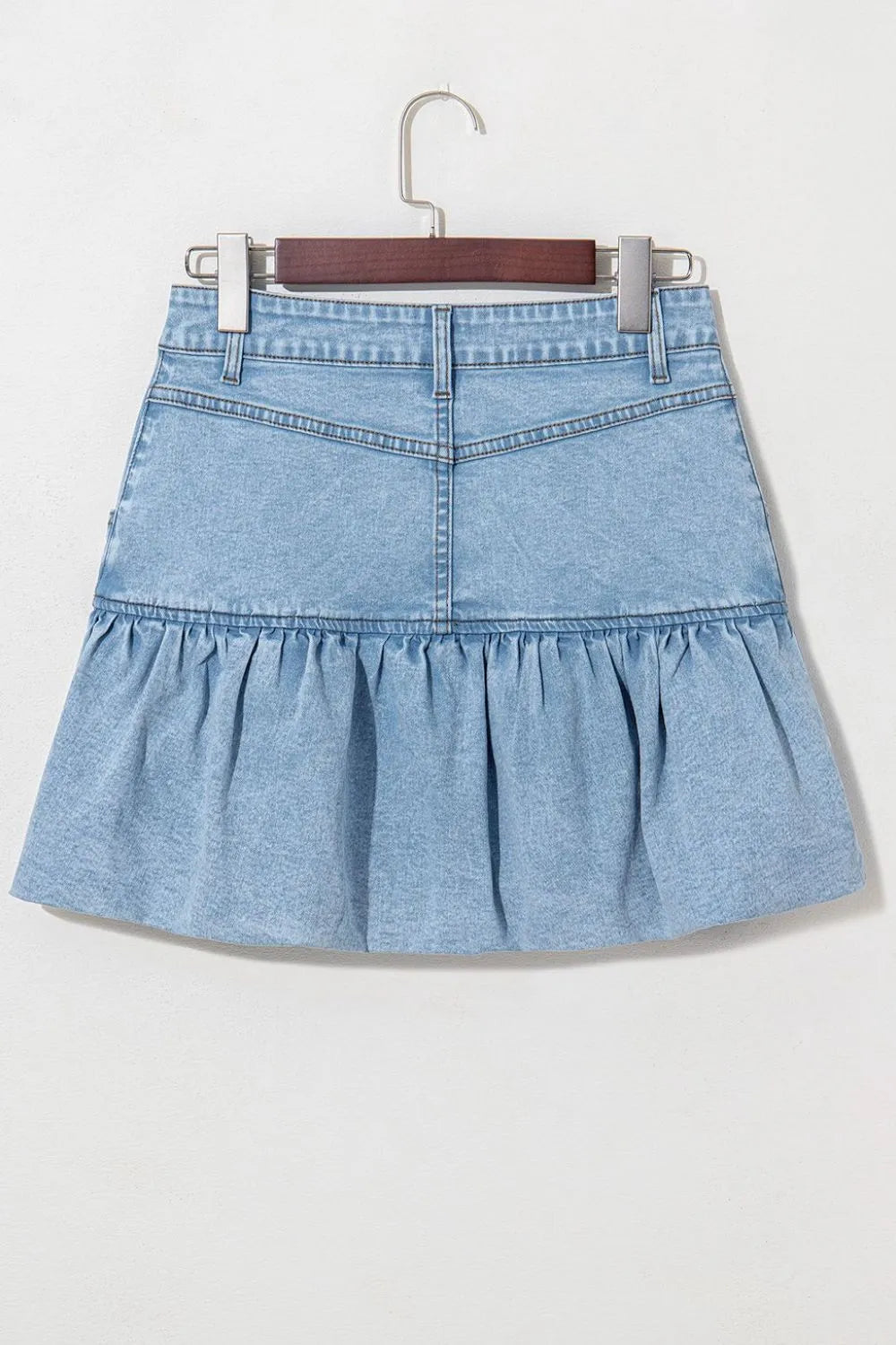 Bubble Hem Denim Mini Skirt
