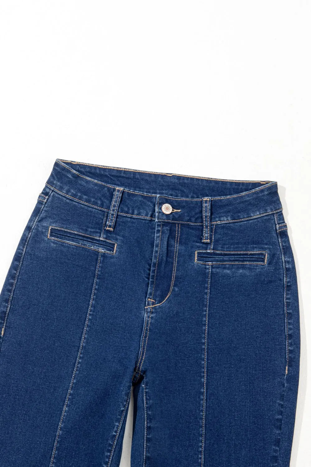 Center Seam Deep Wash Straight Jeans
