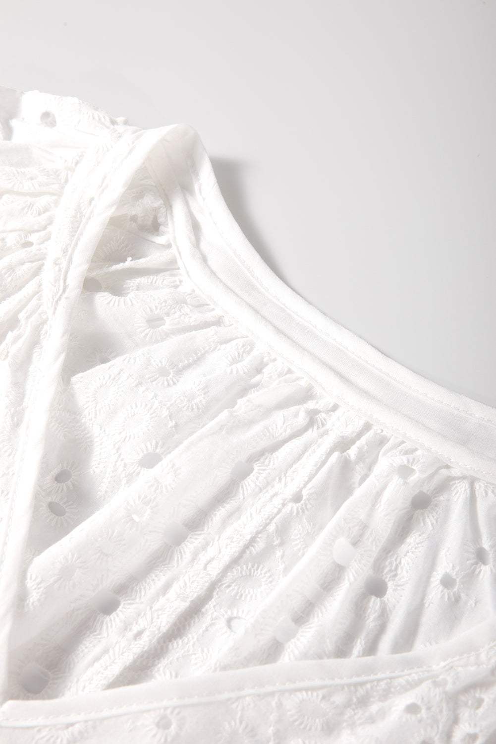 Eyelet Embroidered Puff Sleeve Blouse