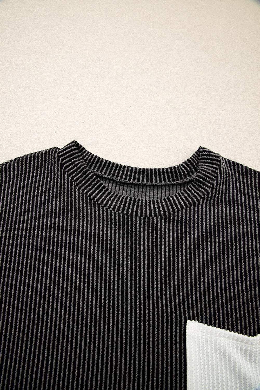 Colorblock Corded Chest Pocket T-Shirt