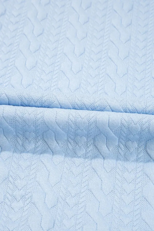 Contrast Trim Textured Crewneck Tee and Pocketed Skirt Set