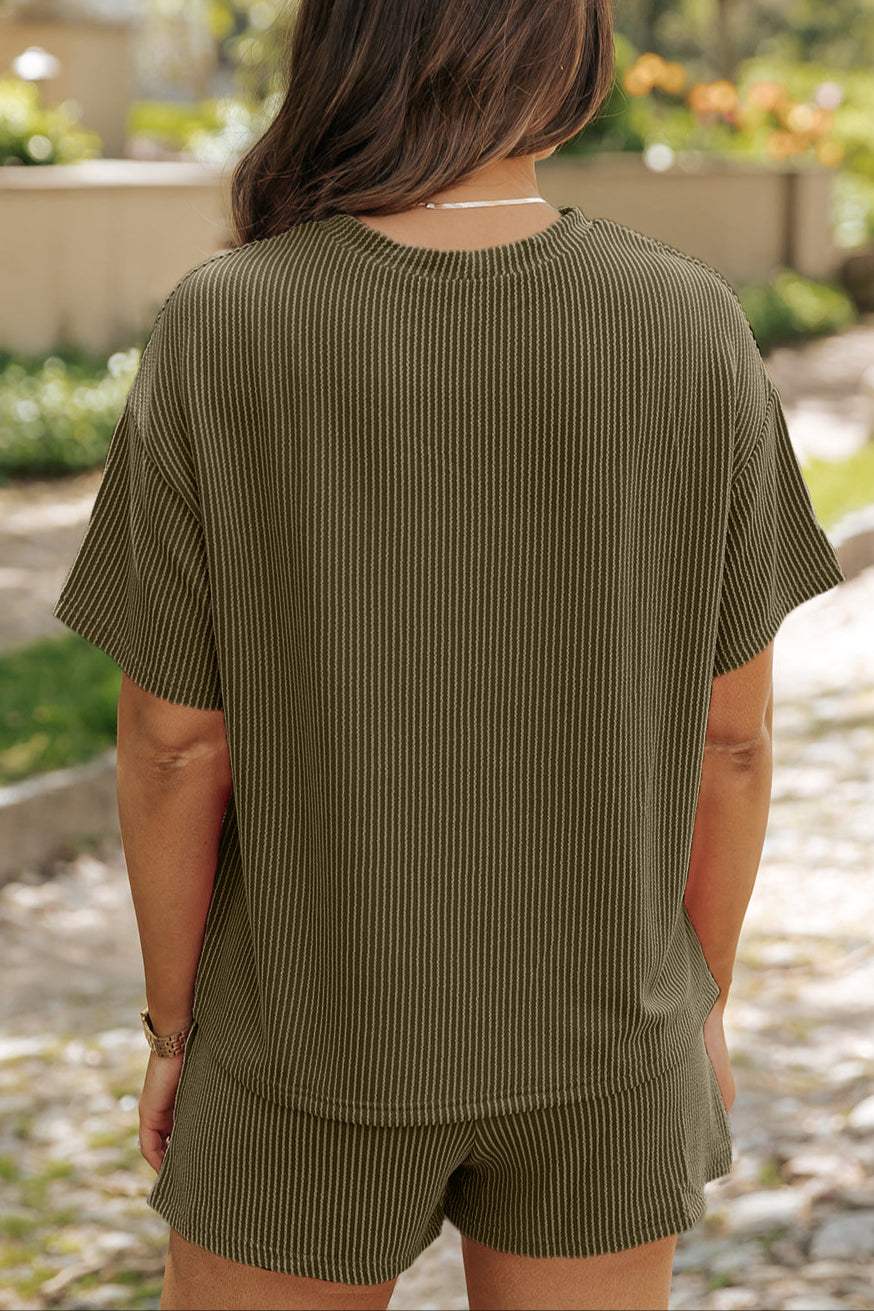 Corded Knit Tee and Shorts Set