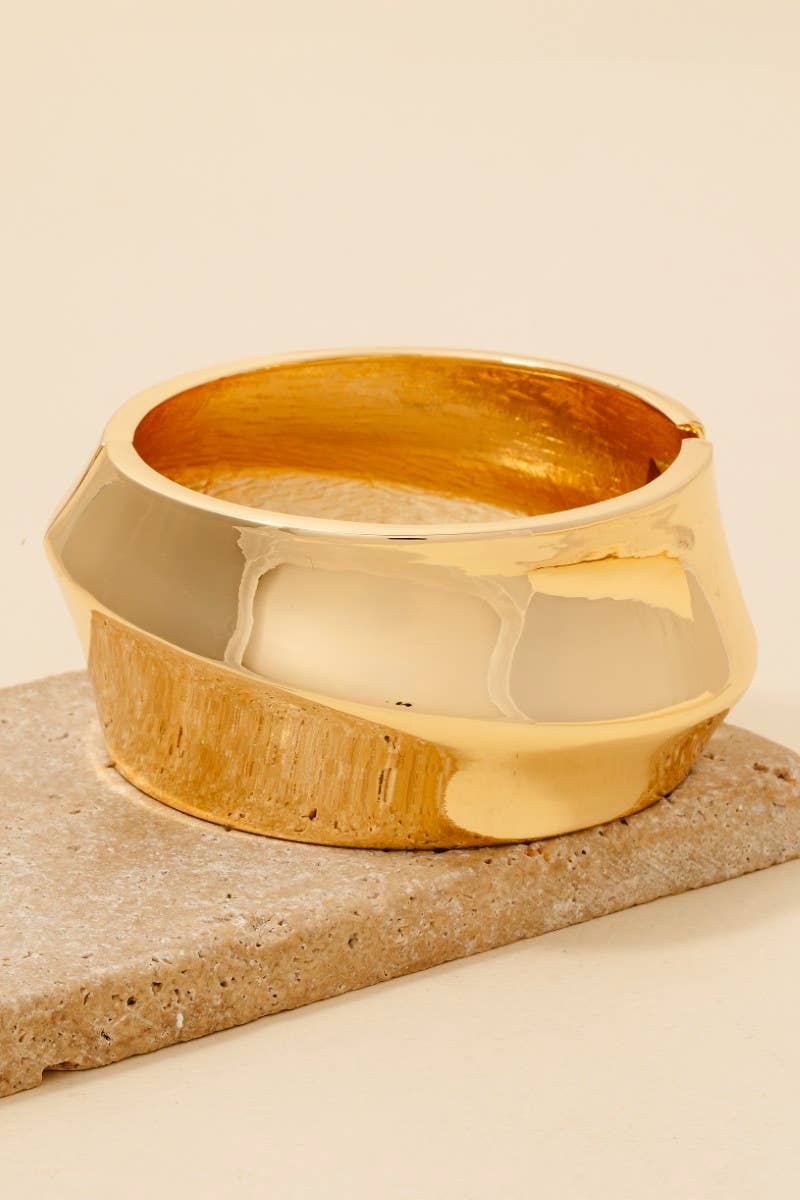 Bold Statement Metal Cuff Bracelet – Gold or Silver