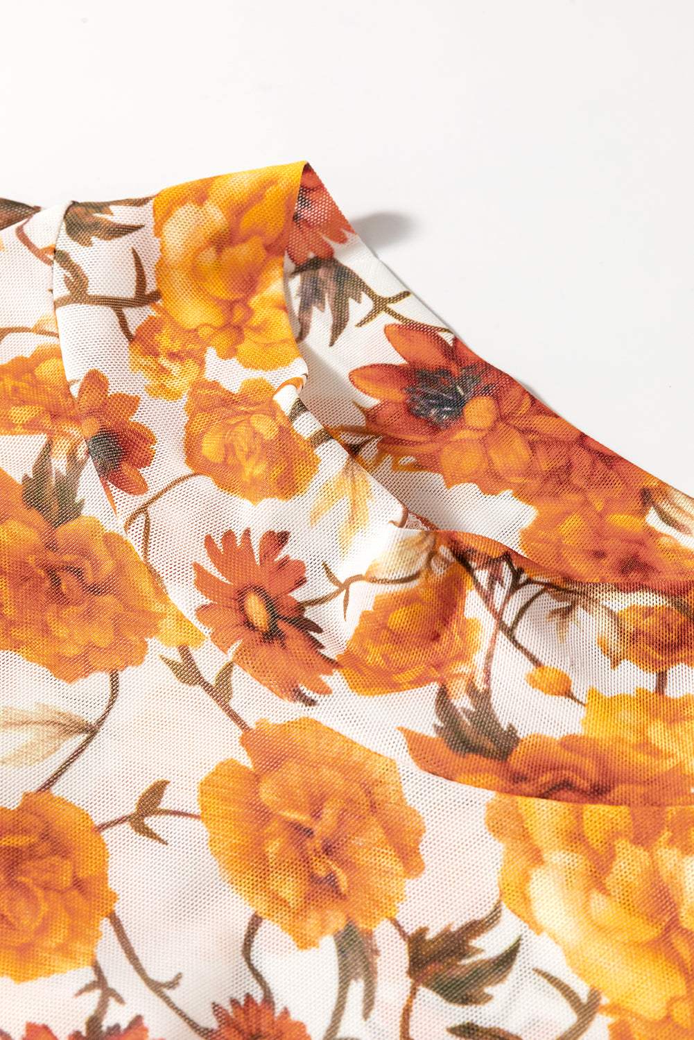Floral Bell Sleeve Mock Neck Blouse
