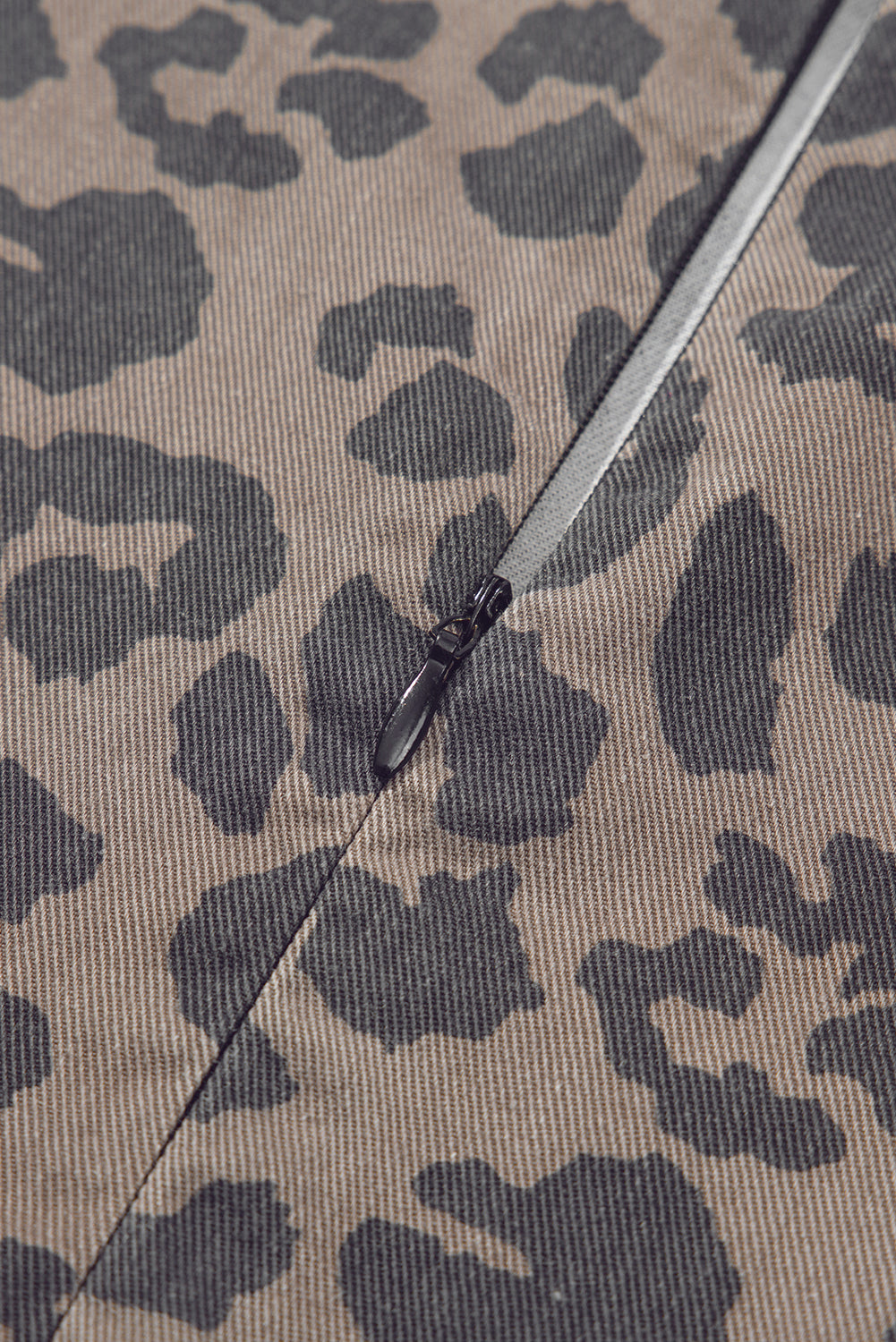 Brown Leopard Print Short Sleeve Flared Denim Mini Dress