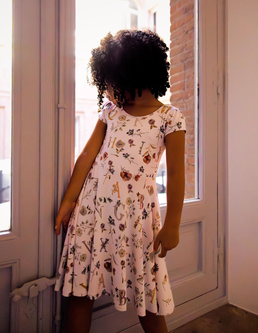 Floral ABC's Cap Sleeve Twirl Dress