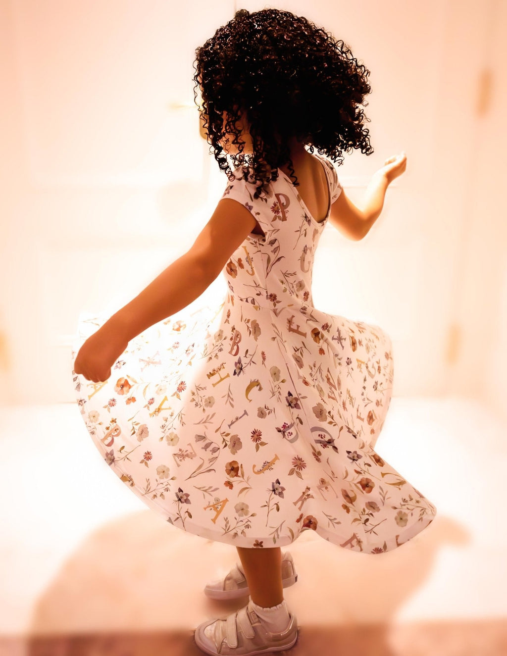 Floral ABC's Cap Sleeve Twirl Dress