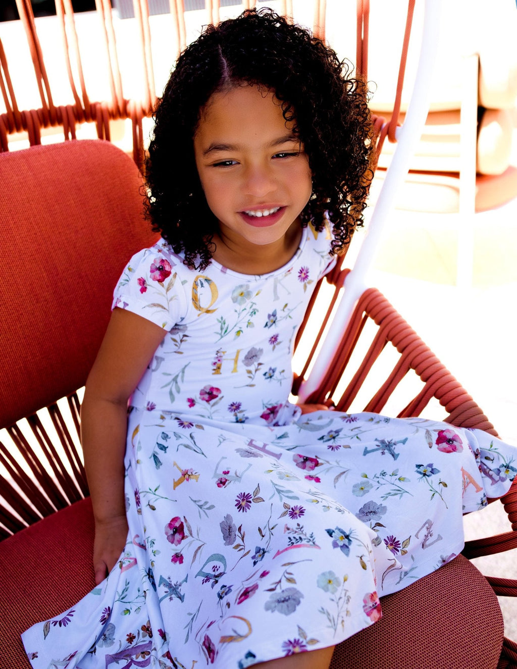 Floral ABC's Cap Sleeve Twirl Dress