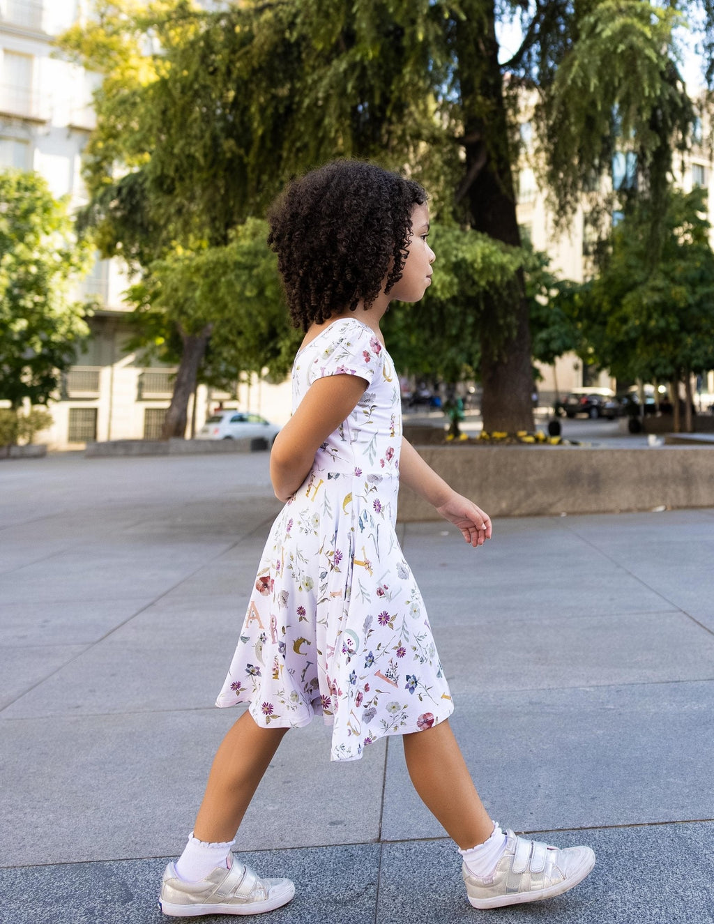 Floral ABC's Cap Sleeve Twirl Dress
