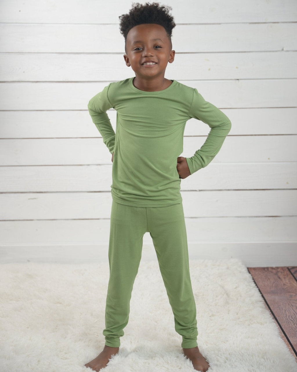Bamboo Kids Pajamas Set in Green