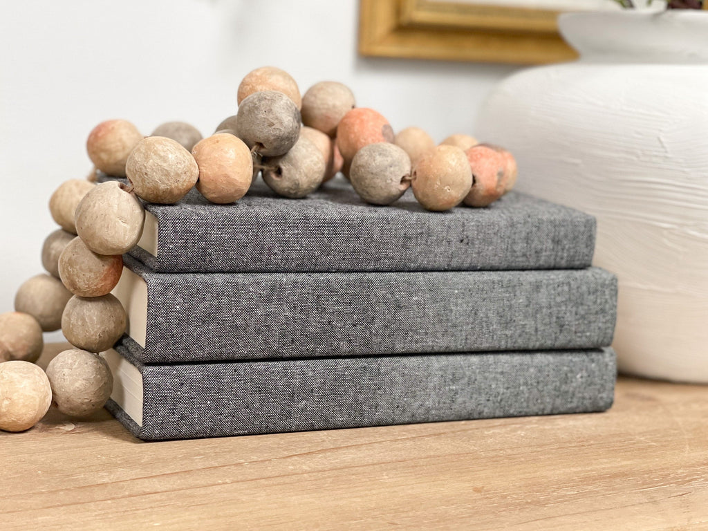 Charcoal Linen Covered Decorative Books