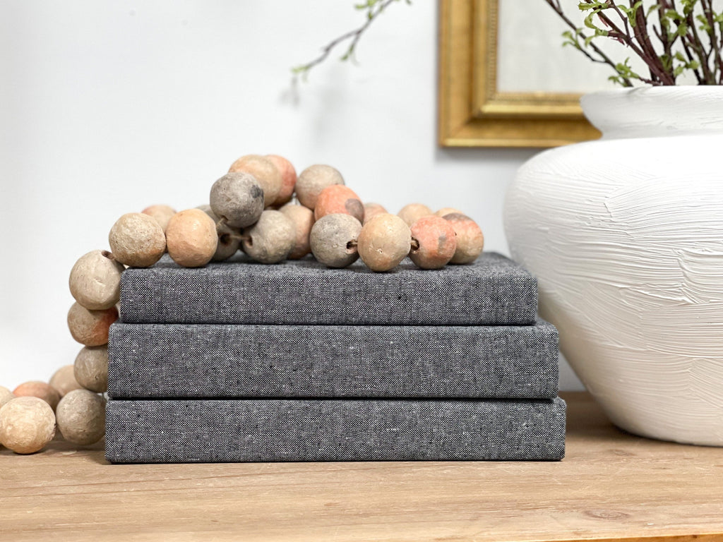 Charcoal Linen Covered Decorative Books