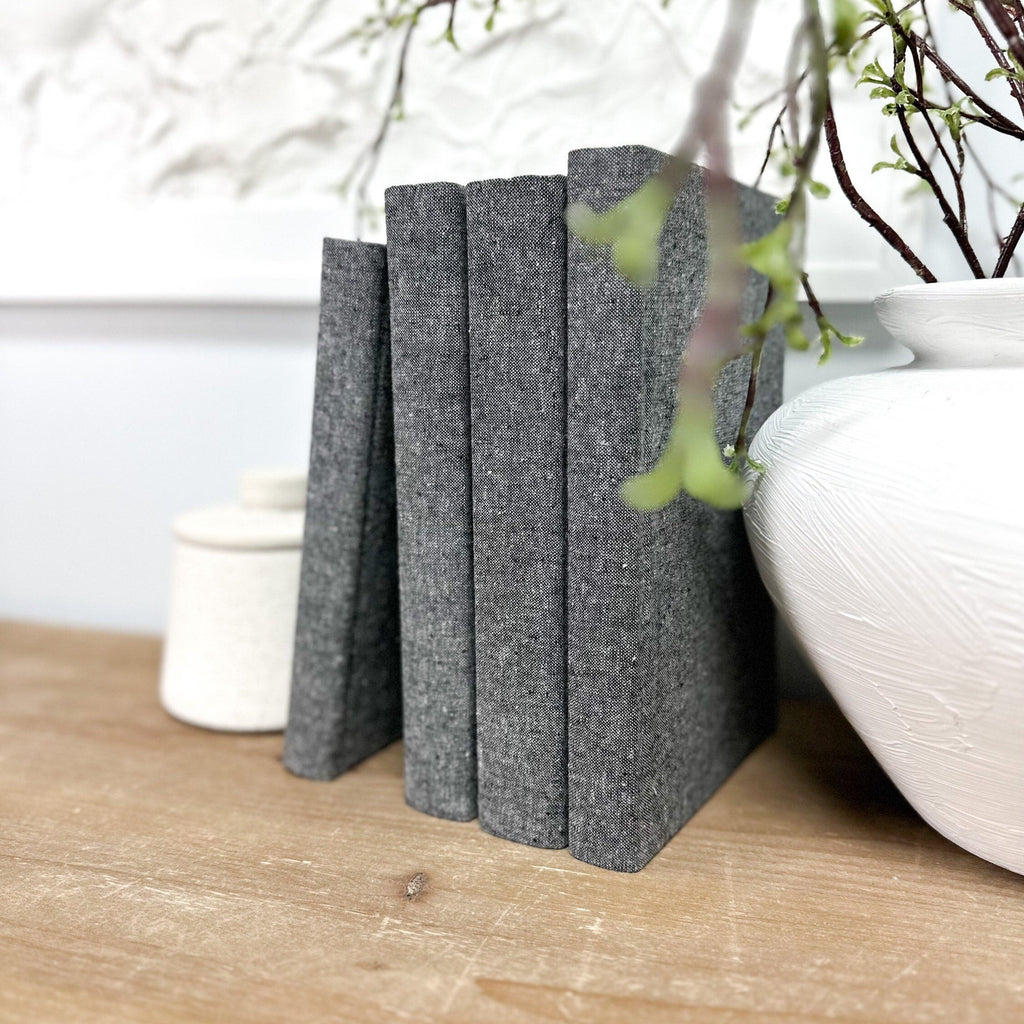 Charcoal Linen Covered Decorative Books