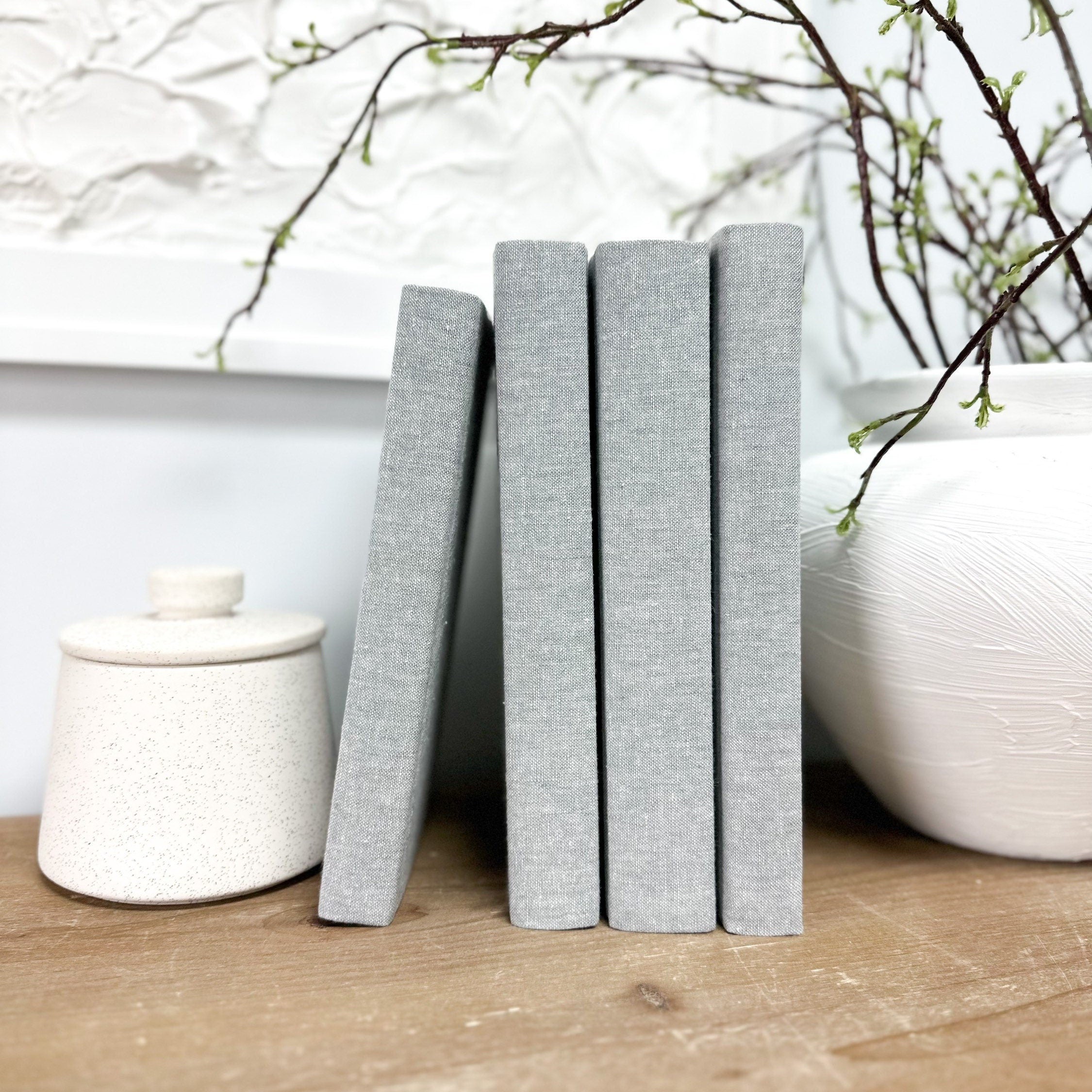 Steel Linen Covered Decorative Books