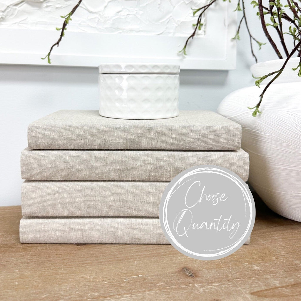 Flax Linen Covered Decorative Books