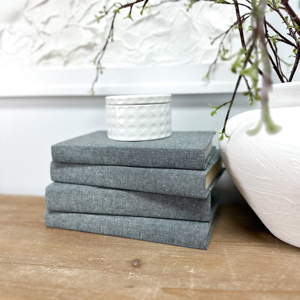 Shale Linen Covered Decorative Books